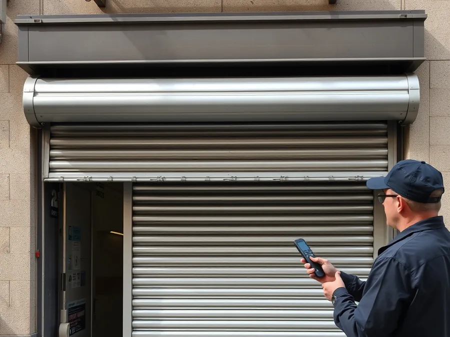 Persiana de local motorizada en Barcelona abriéndose con mando a distancia